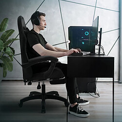 Acheter ML-Design Chaise de gaming noir en PU avec repose-pieds dossier inclinable rotation 360°