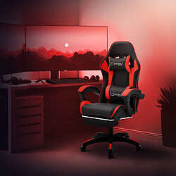 ML-Design Chaise gaming noir rouge PU avec repose-pieds dossier inclinable rotation à 360° pas cher