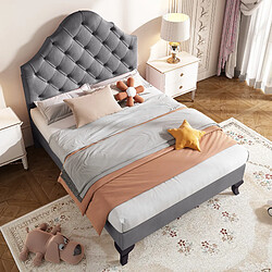 OKWISH Lit simple 90x200 cm - Cadre rembourré - Gris