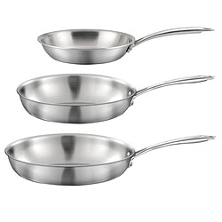 Cuisinox Gourmet - Lot de 3 poêles inox 20-24-28 cm