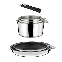 Cuisinox Malice - Lot 6 pièces - 3 casseroles, 2 poêles revêtement céramique et 1 poignée noire