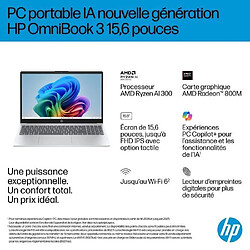 PC Portable HP Omnibook 3 15-fn0020nf - Windows 11 - 15,6 FHD IPS - Ryzen AI 7 350 - RAM 24Go - Stockage 512Go SSD - AZERTY pas cher