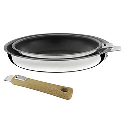 Cuisinox Malice - Série de 2 poêles 20/24 cm avec revêtement céramique et poignée bois clair