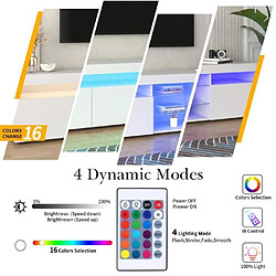 Acheter DZMDIP Meuble TV / Banc TV avec LED - Meuble TV 180cm - Blanc - 3 portes et étagères - Bois MDF