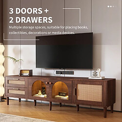 Dzmdip Meuble TV rétro LED - Brun