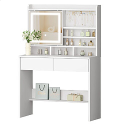 ALFORDSON Coiffeuse Avec Miroir, Miroir LED à Intensité Variable, Blanc