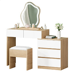 ALFORDSON Coiffeuse, 2 tiroirs spacieux et tabouret de rangement, miroir mural et sur pied, gradation à 10 niveaux