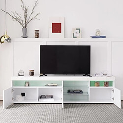 Avis DZMDIP Meuble TV / Banc TV avec LED - Meuble TV 180cm - Blanc - 3 portes et étagères - Bois MDF