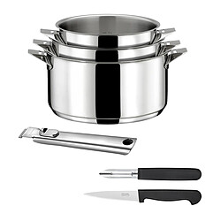 Cuisinox Eclipse - Set 3 casseroles 16/18/20cm inox, 1 éplucheur et 1 couteau office