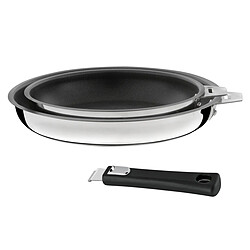 Cuisinox Malice - Série de 2 poêles 20/24cm revêtement céramique avec poignée noire