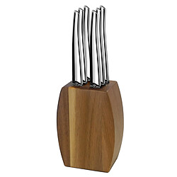 Lou Laguiole Jet - Bloc bois d'acacia 6 couteaux steak