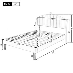 Avis modfu Lit adulte 140x190 cm avec lattes et tête de lit, en velours, beige