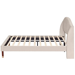 Acheter modfu Lit adulte 140x190 cm avec lattes et tête de lit, en velours, beige