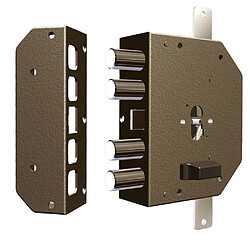 DOM METALUX Serrure en applique 3 points avec pene dormant profil européen gauche bronze DOM 2250