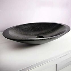 Autres Temps Vasque à poser ovale noire en Terrazzo pour salle de bain moderne