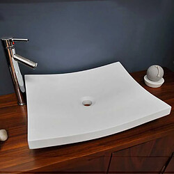 Autres Temps Vasque plate blanche en résine à poser pour salle de bain moderne