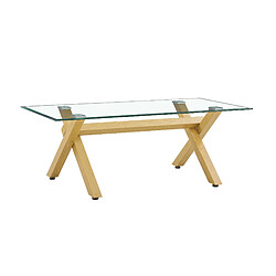 Homy France Table basse IXE Bois & Verre Transparent 120x60x45 cm