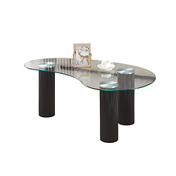 Homy France Table basse PYLONE Pieds Noirs & Verre Transparent 120x70x45 cm