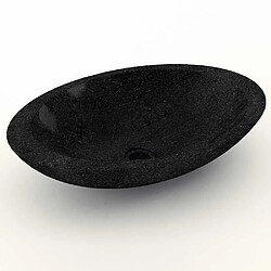 Autres Temps Vasque à poser ovale noire en Terrazzo pour salle de bain moderne