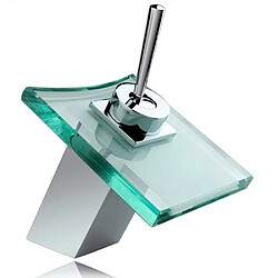 Autres Temps Mitigeur pour lavabo salle de bain Robinet cascade design Verre et Chromé