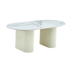 Homy France Table basse ROXY Céramique Marbre Blanc 120x60x45 cm