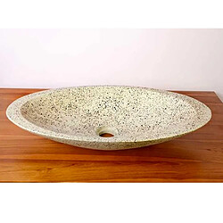 Autres Temps Vasque à poser ovale grise en Terrazzo pour salle de bain élégante