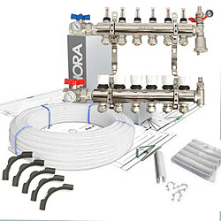 Hora Kit Collecteur plancher chauffant hydraulique nourrice et tube PER