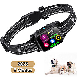 Collier Anti-aboiement Intelligent pour Chien 5 Modes - IP67 - Bip, Vibration, Choc, sans Chons - Détection Précise - Noir
