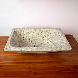 Autres Temps Vasque à poser rectangulaire en Terrazzo 50x37 cm crème moucheté pour salle de bain
