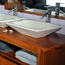 Autres Temps Vasque à poser rectangulaire blanc pigmenté en Terrazzo pour salle de bain design