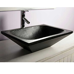 Autres Temps Vasque à poser rectangulaire noire en Terrazzo pour salle de bain design