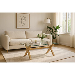 Homy France Table basse IXE Bois & Verre Transparent 120x60x45 cm