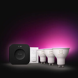 Philips Hue Kit de démarrage Pro GU10 3 ampoules blanc et couleur 400 lm Bridge Pro variateur