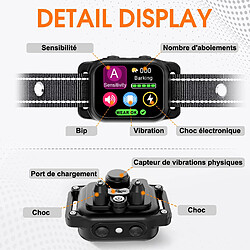 Collier Anti-aboiement Intelligent pour Chien 5 Modes - IP67 - Bip, Vibration, Choc, sans Chons - Détection Précise - Noir