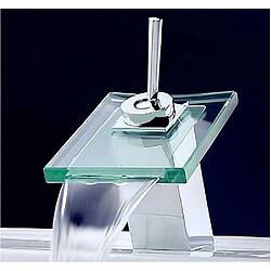 Autres Temps Mitigeur pour lavabo salle de bain Robinet cascade design Verre et Chromé