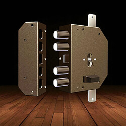 DOM METALUX Serrure en applique 3 points avec pene dormant profil européen gauche bronze DOM 2250