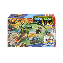 Hot wheels Coffret piste Monster Trucks dragon vs dinos - Multicolore