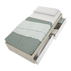 Avis Structure de lit - LAGO - 2 tiroirs - 90 x 190 cm - Blanc / Chene