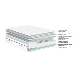 Matelas 90x200 marque DUNLOPILLO - Hauteur 20 cm Ressorts ensachés - Dunloflex - 5 zones... pas cher