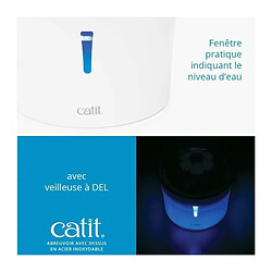Avis Cat-it Fontaine à Eau pour Chats Catit Flower - 3 L - Dessus en Acier Inoxydable - Avec LED