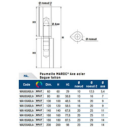 Paumelle à souder MAROC bague laiton 120mm FAURE ET FILS MA120ABLA
