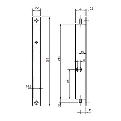 Metalux Serrure multipoints encastrée - Argent