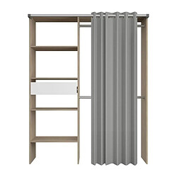 Dressing avec rideau - PARISOT - GARY - Décor Chene - 143,5 x 47,9 x 201,9 cm