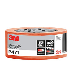 3M™ P471R - PVC Souple Adhésif Tous Travaux Qualité Professionnelle 33x48mm Orange 33m x 48mm