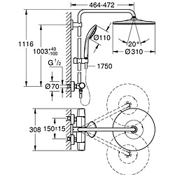 Colonne de douche EUPHORIA SYSTEM 310 avec mitigeur thermostatique GROHE 26384002