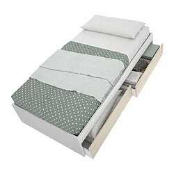 Acheter Structure de lit - LAGO - 2 tiroirs - 90 x 190 cm - Blanc / Chene