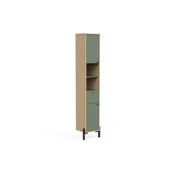 Avis CALICOSY ELISA - Armoire haute 2 portes 1 tiroir - Vert et chêne