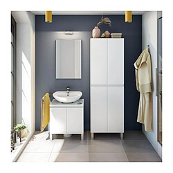 Meuble de salle de bain - double colonne - Blanc brillant - 4 portes - L60 x P35 x H182 ...
