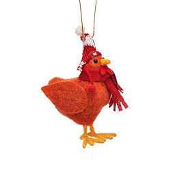 Sass & Belle Poulet avec chapeau feutre cintre de Noël