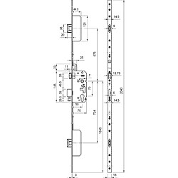 Serrure à larder 3 points série 3000 standard 2040 x 18 mm bronze HERACLES I TF3000 V